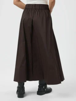 Yara Long Poplin Nederdel, Chocolate Brown, 42