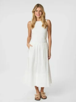 Yara Poplin Nederdel, White, 40