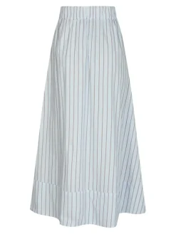 Yara Stripe Poplin Long Nederdel, Light Blue, 36