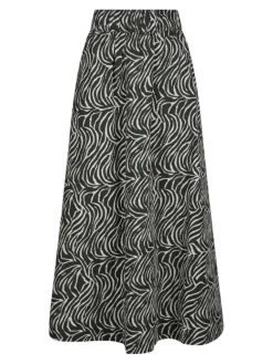 Yara Zebra Long Nederdel, Black, 34