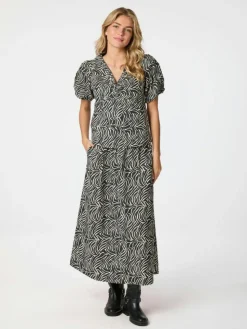 Yara Zebra Long Nederdel, Black, 34