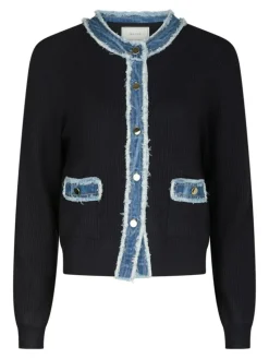 Zelma Knit Denim Cardigan, Navy, 40