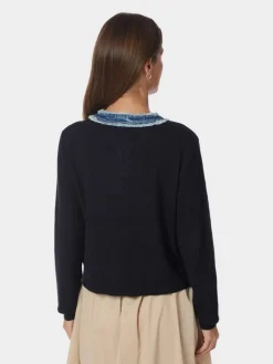 Zelma Knit Denim Cardigan, Navy, 40