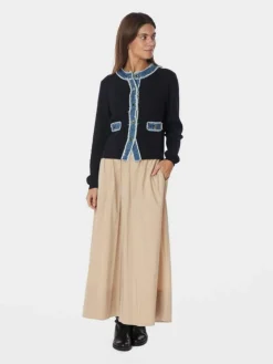 Zelma Knit Denim Cardigan, Navy, 40