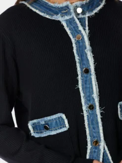 Zelma Knit Denim Cardigan, Navy, 40